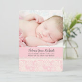 Précieux Faire-part de naissance photo dentelle (Debout devant)