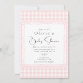 Précieux rose En vichy Baby shower Invitation (Devant)