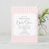 Précieux rose En vichy Baby shower Invitation (Debout devant)