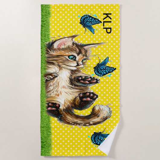 Précieux serviette de plage Kitten (Devant)