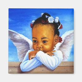 Precious Baby Angel African American Cherub Magneet