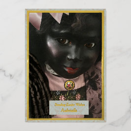 Precious Black Doll Foil Greeting Card Folie Feestdagenkaart