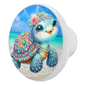 Precious Bling Baby Turtles - Meer onderweg - Keramische Knop (Rechts)