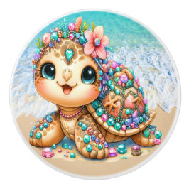 Precious Bling Baby Turtles - Meer onderweg - Keramische Knop