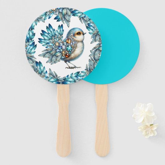 Precious Bling Birds Thema Uitnodiging Handwaaier (Voorkant en achterkant)