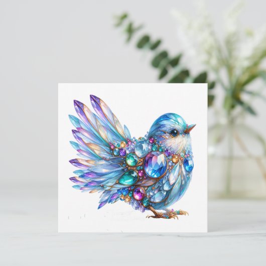 Precious Bling Vogels Thema Uitnodiging (Staand voorkant)