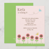 Precious Blooms Birthday Party Invitation Kaart (Voorkant / Achterkant)