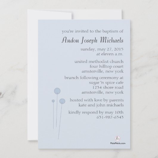 Precious Blue Religieuze Uitnodiging (Achterkant)