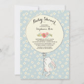 Precious Bunny Boys Baby shower Invitation Kaart (Voorkant)