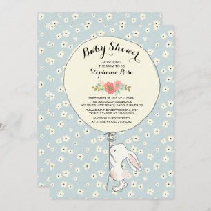 Precious Bunny Boys Baby shower Invitation Kaart