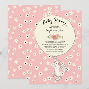 Precious Bunny Girls Baby shower Invitation Kaart