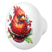 Precious Cardinal Redbird Keramische Knop (Rechts)