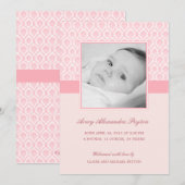 Precious Damask Baby Girl Birth Announding Aankondiging (Voorkant / Achterkant)