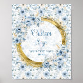 Precious Dusty Blue Flowers Gold Boy baby Custom Poster (Voorkant)