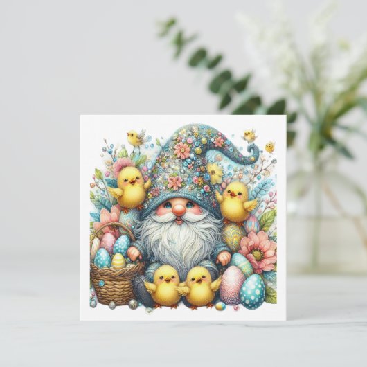 Precious Gnome Pasen Thema Uitnodiging (Staand voorkant)