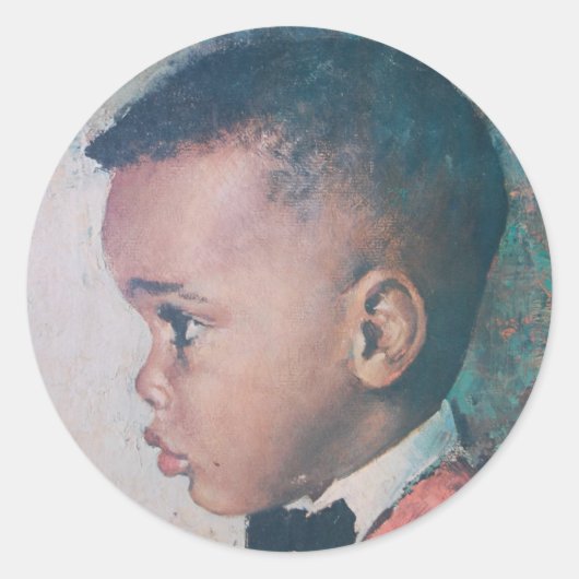 Precious Little Black Boy  Ronde Sticker (Voorkant)