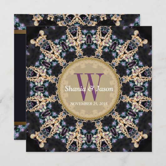 Precious Pareltjes Monogram bruiloft Kaart (Voorkant / Achterkant)