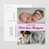 "Precious Pink: Baby Meisje Geboorte Aankondiging (Voorkant / Achterkant)