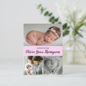 "Precious Pink: Baby Meisje Geboorte Aankondiging (Staand voorkant)