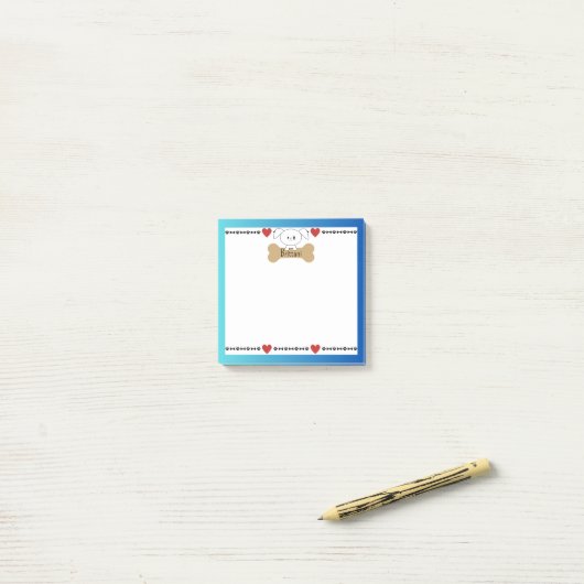 Precious Puppy Bot, Poot en Harten gepersonaliseer Post-it® Notes (Op bureau)