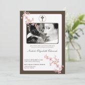 Precious roze Cherry Blossom Baptism Invitation Kaart (Staand voorkant)