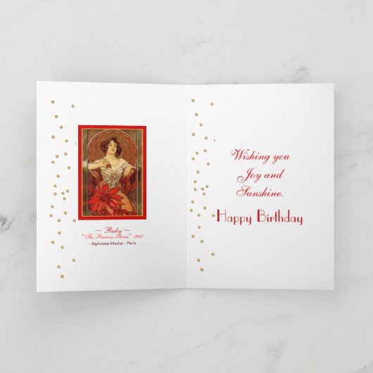 "Precious Stones - Ruby" 1900 - juli Verjaardag Ka Kaart (Binnen)