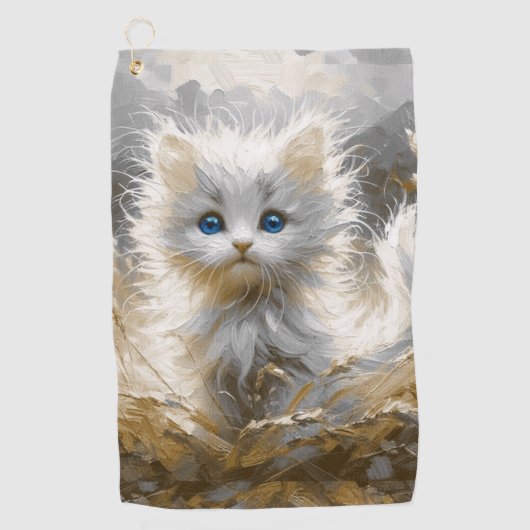 Precious White Kitten Golfhanddoek (Voorkant)