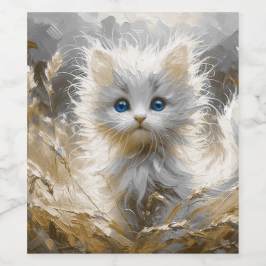 Precious White Kitten Wijn Etiket (Enkel label)