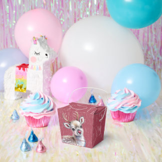 Precious White Reindeer Red Shiny Nose Birthday  Bedankdoosjes