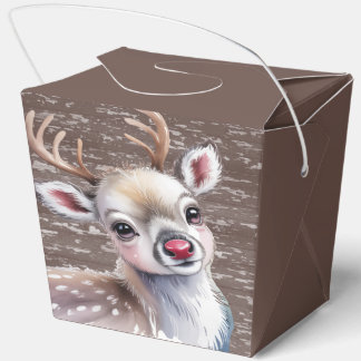 Precious White Reindeer Red Shiny Nose Birthday  Bedankdoosjes