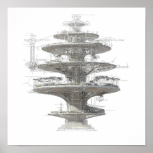 Precisie-engineeringskunst: Hydroponisch Helix-sys Poster