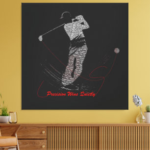 Precisie Wint Stilletjes Golf Woordkunst Canvas Afdruk