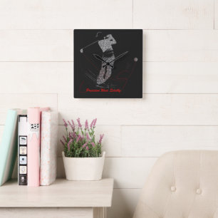 Precisie wint stilzwijgend golf typografie Motivat Vierkante Klok