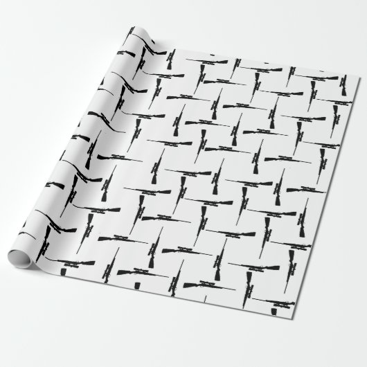 Precision-navolging: jachtmotif zwart-wit P Cadeaupapier (Uitgerold)