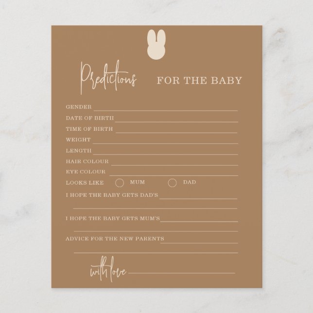 Prédiction sans sexe de lapin pour carte bébé (Devant)