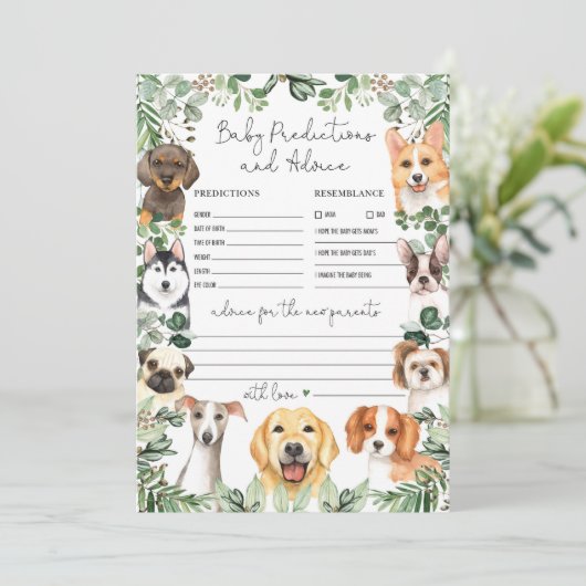 Prédictions et conseils Chiens Baby shower Carte d (Debout devant)