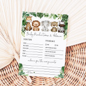 Prédictions et conseils Jungle Baby shower Carte d