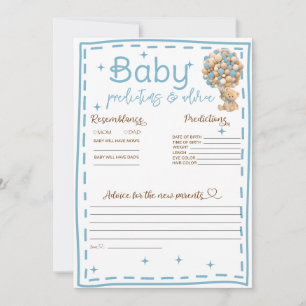 Prédictions et Conseils pour Bébé Carte Ourson Ble
