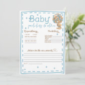 Prédictions et Conseils pour Bébé Carte Ourson Ble (Debout devant)