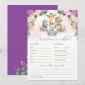 Prédictions et conseils Safari Baby shower Carte d (Devant / Derrière)