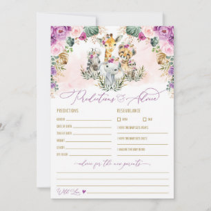Prédictions et conseils Safari Baby shower Carte d