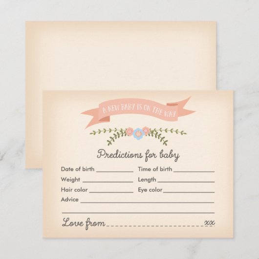 Prédictions pour bébés - Carte de jeu pour Baby sh (Devant / Derrière)