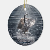 Preening, Flapping Wild Canada Goose Design Keramisch Ornament (Links)