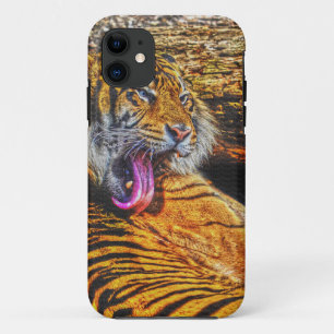 Preening Sumatran Tiger Big Cat Wildlife Art iPhone 11 Hoesje