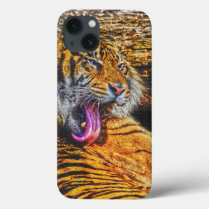 Preening Sumatran Tiger Big Cat Wildlife Art iPhone 13 Hoesje