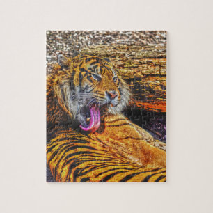 Preening Sumatran Tiger Big Cat Wildlife Art Legpuzzel
