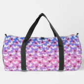 Preety Pink and White Butterfly Pattern Duffel Bag Plunjezak (Achterkant)