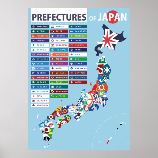 Prefecture Flag Map of Japan Poster (Voorkant)