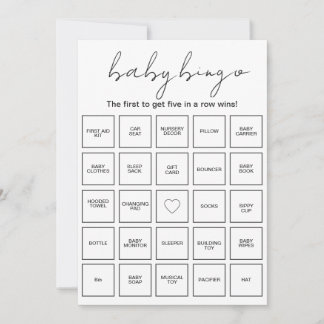 Prefilled Minimalist Baby Shower Bingo Cards Kaart