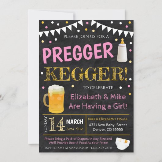 Pregger Kegger Baby shower Invitation Kaart (Voorkant)
